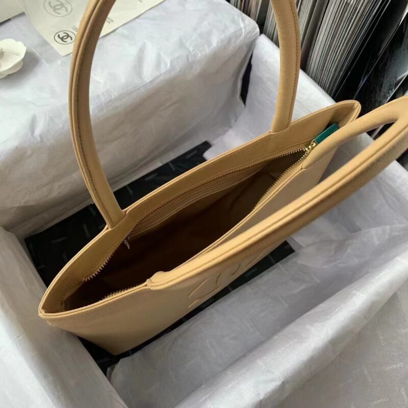 Chanel Vintage Classic Like Auth Handbags Lock Gold Nude 30x21x8cm