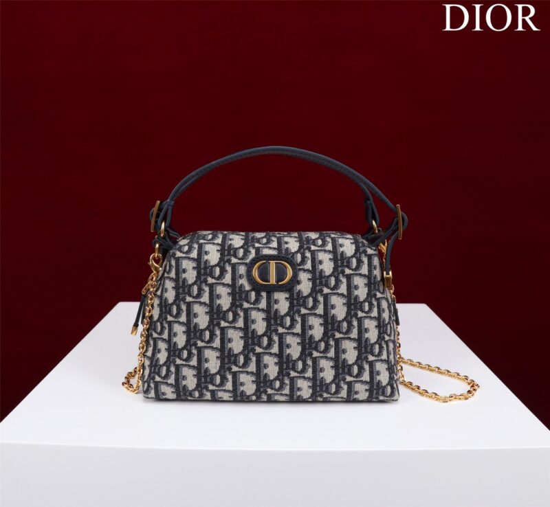 Dior Plaid Women’s Handbag, Glossy Leather, Replica 11 High Quality 20cm