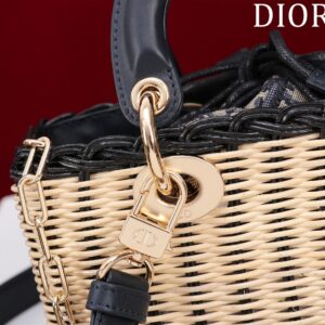Dior D-Joy Lady Wicker Handbag Like Auth 22cm