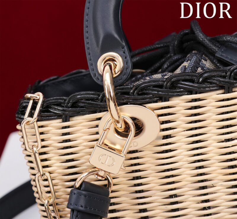 Dior D-Joy Lady Wicker Handbag Like Auth 22cm