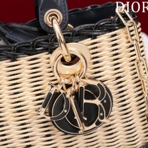 Dior D-Joy Lady Wicker Handbag Like Auth 22cm