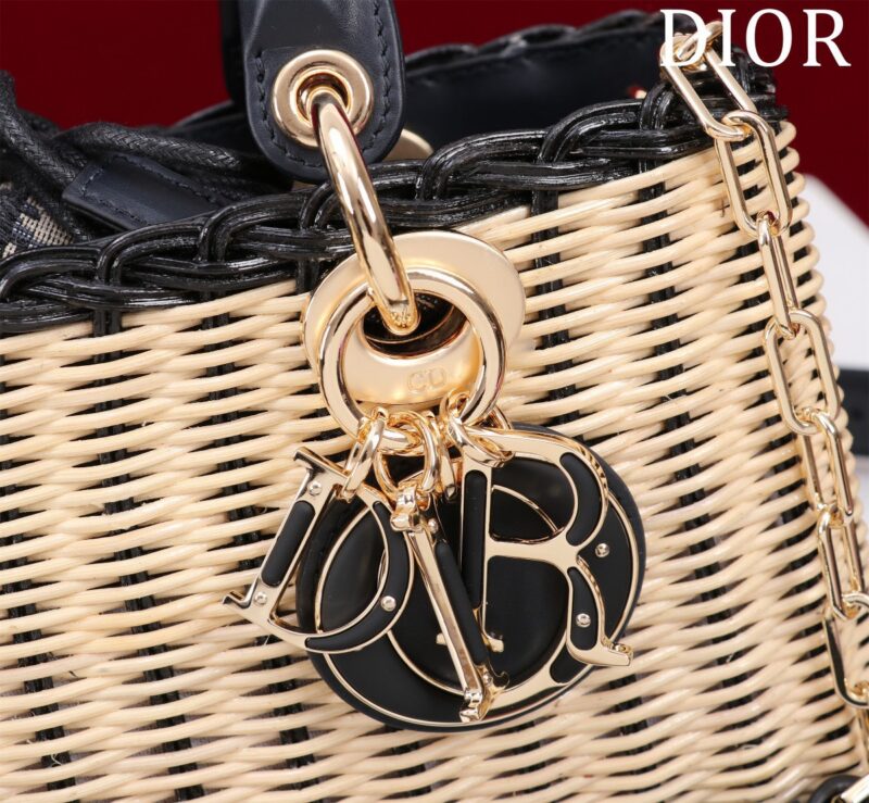 Dior D-Joy Lady Wicker Handbag Like Auth 22cm