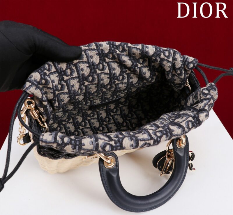 Dior D-Joy Lady Wicker Handbag Like Auth 22cm