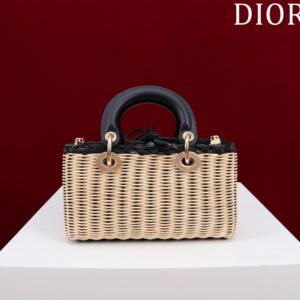 Dior D-Joy Lady Wicker Handbag Like Auth 22cm