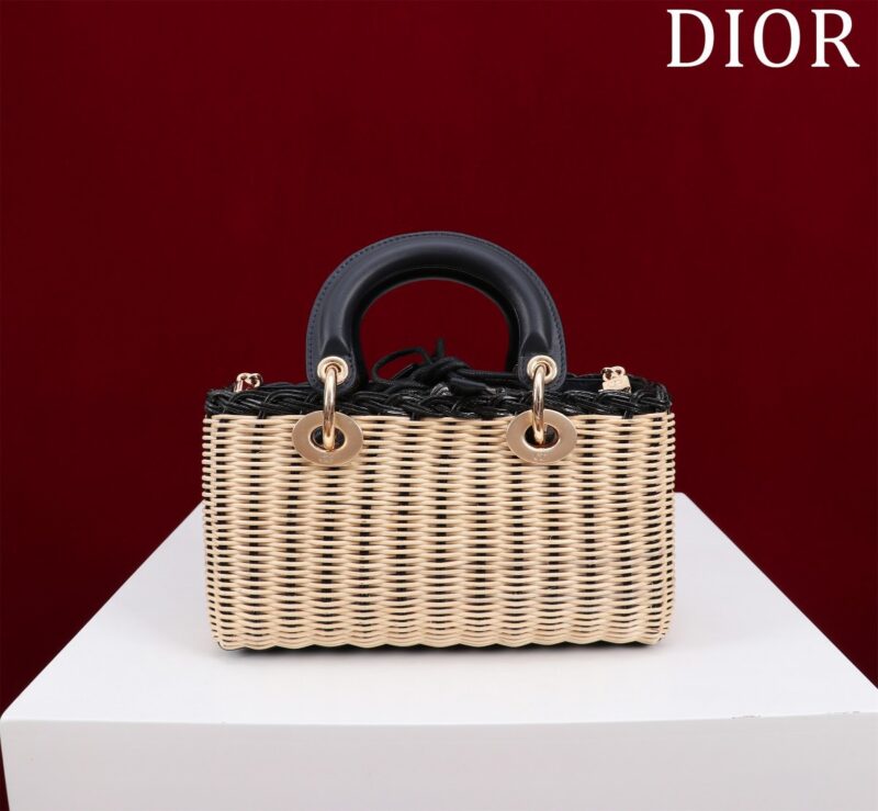 Dior D-Joy Lady Wicker Handbag Like Auth 22cm
