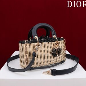 Dior D-Joy Lady Wicker Handbag Like Auth 22cm