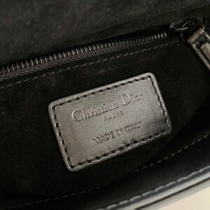 Dior Lady Matte Like Auth Women’s Handbag Black Diamond Pattern 17cm