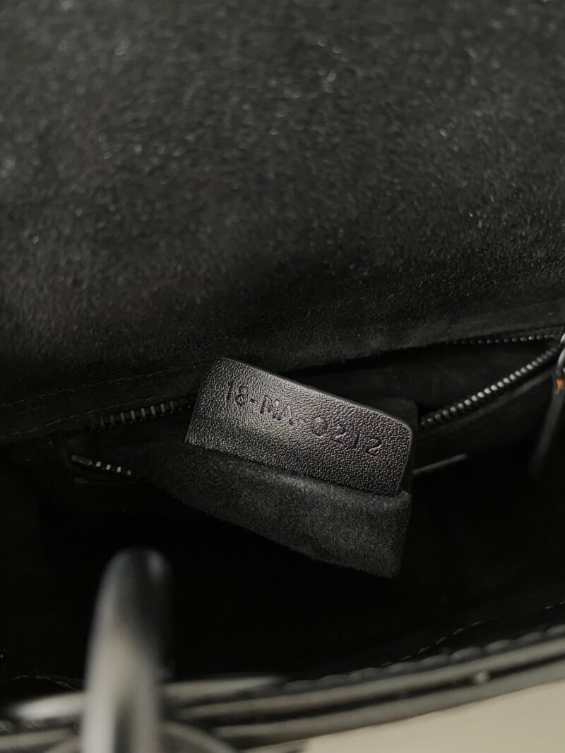 Dior Lady Matte Like Auth Women’s Handbag Black Diamond Pattern 17cm