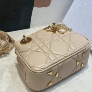 Dior Lady Women’s Handbag Beige Super Smooth Leather 20x13x8cm