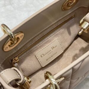 Dior Lady Women’s Handbag Beige Super Smooth Leather 20x13x8cm