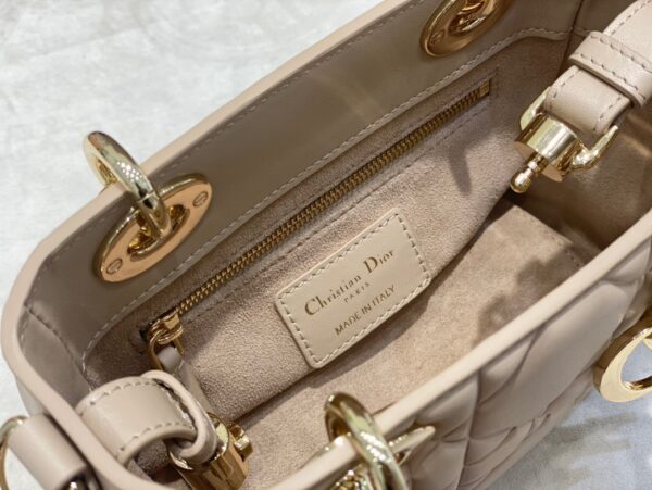 Dior Lady Women’s Handbag Beige Super Smooth Leather 20x13x8cm