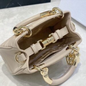 Dior Lady Women’s Handbag Beige Super Smooth Leather 20x13x8cm