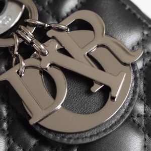 Dior My Lady Like Auth Women’s Handbag Black Silver Lock 20x16cm