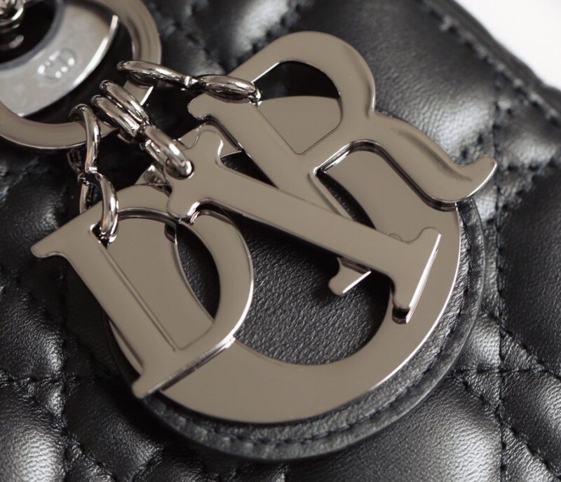 Dior My Lady Like Auth Women’s Handbag Black Silver Lock 20x16cm