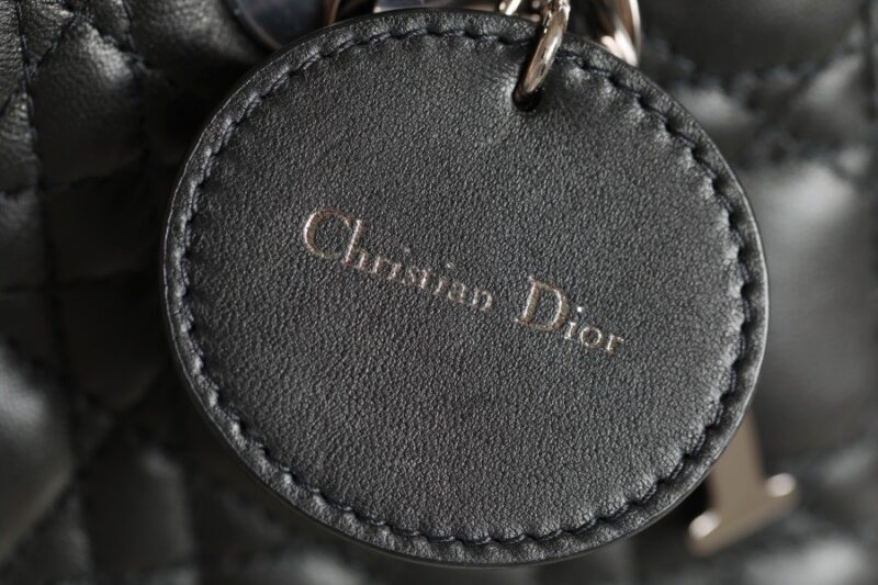 Dior My Lady Like Auth Women’s Handbag Black Silver Lock 20x16cm