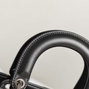 Dior My Lady Like Auth Women’s Handbag Black Silver Lock 20x16cm