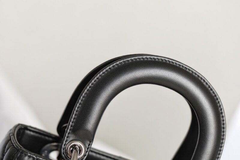 Dior My Lady Like Auth Women’s Handbag Black Silver Lock 20x16cm