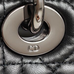 Dior My Lady Like Auth Women’s Handbag Black Silver Lock 20x16cm