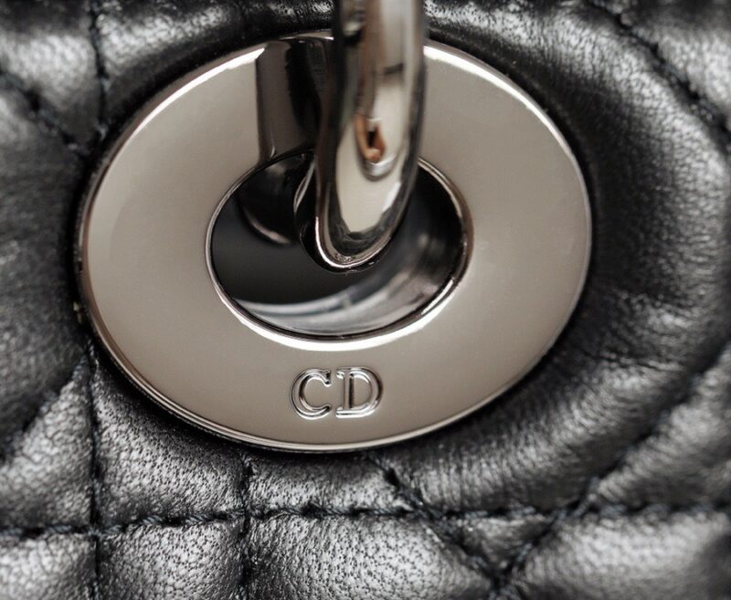 Dior My Lady Like Auth Women’s Handbag Black Silver Lock 20x16cm