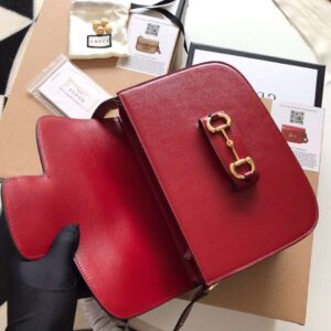 Gucci 1955 Horsebit Women’s Handbag Super Smooth Red Leather 25cm