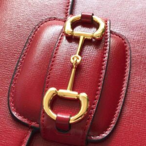 Gucci 1955 Horsebit Women’s Handbag Super Smooth Red Leather 25cm