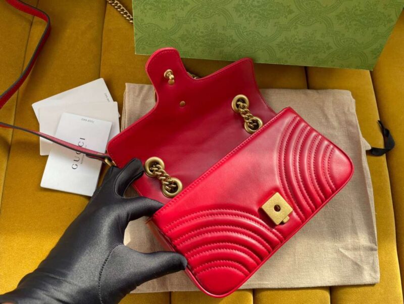 Gucci Marmont Replica 11 Women’s Handbag High Quality Red 22cm