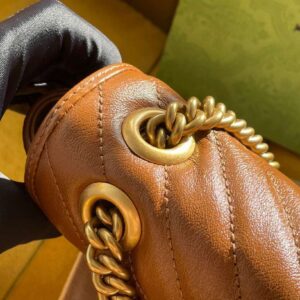 Gucci Marmont Women’s Handbag Super Brown Smooth Leather 22cm