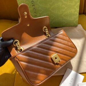 Gucci Marmont Women’s Handbag Super Brown Smooth Leather 22cm