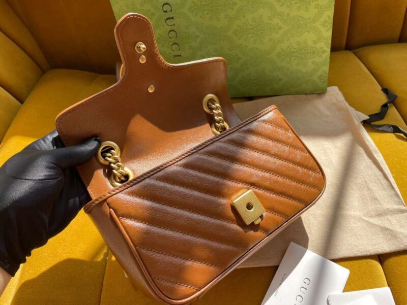 Gucci Marmont Women’s Handbag Super Brown Smooth Leather 22cm