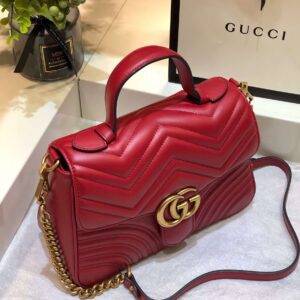 Gucci Marmont Top Handle Like Auth Women’s Handbag Red 27cm