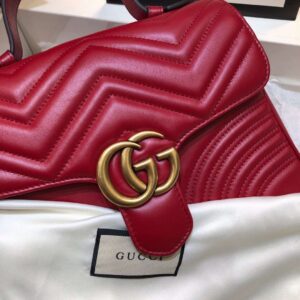 Gucci Marmont Top Handle Like Auth Women’s Handbag Red 27cm