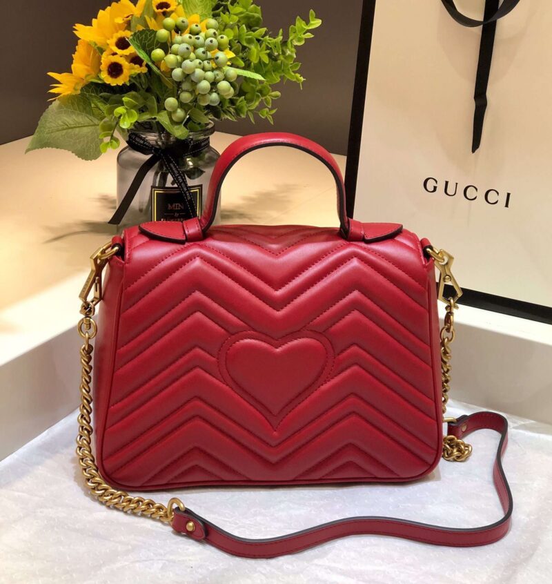 Gucci Marmont Top Handle Like Auth Women’s Handbag Red 27cm
