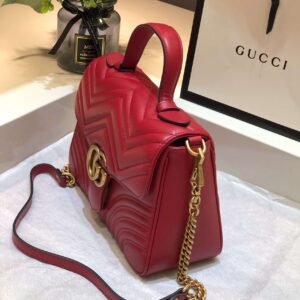Gucci Marmont Top Handle Like Auth Women’s Handbag Red 27cm