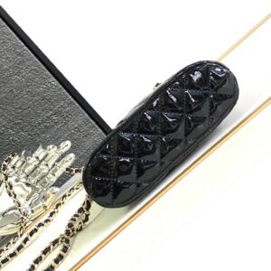 Chanel Alma Mini Shiny Leather Handbags Black Lock Gold 12cm