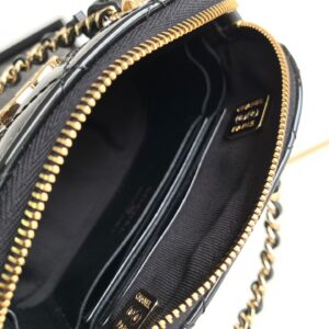 Chanel Alma Mini Shiny Leather Handbags Black Lock Gold 12cm