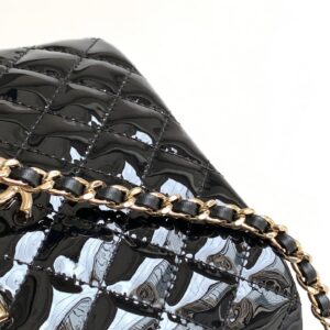 Chanel Alma Mini Shiny Leather Handbags Black Lock Gold 12cm