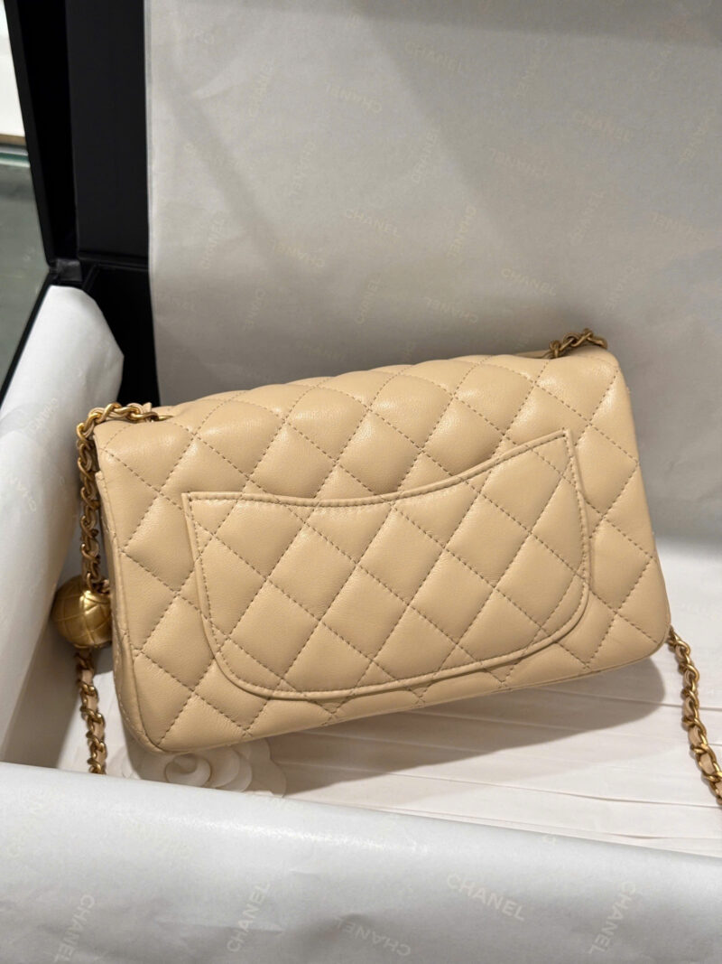 Chanel Classic Bell Bag 11 Handbags Beige Leather Lock Gold 20cm