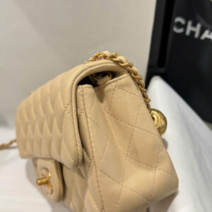 Chanel Classic Bell Bag 11 Handbags Beige Leather Lock Gold 20cm