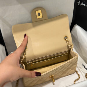 Chanel Classic Bell Bag 11 Handbags Beige Leather Lock Gold 20cm