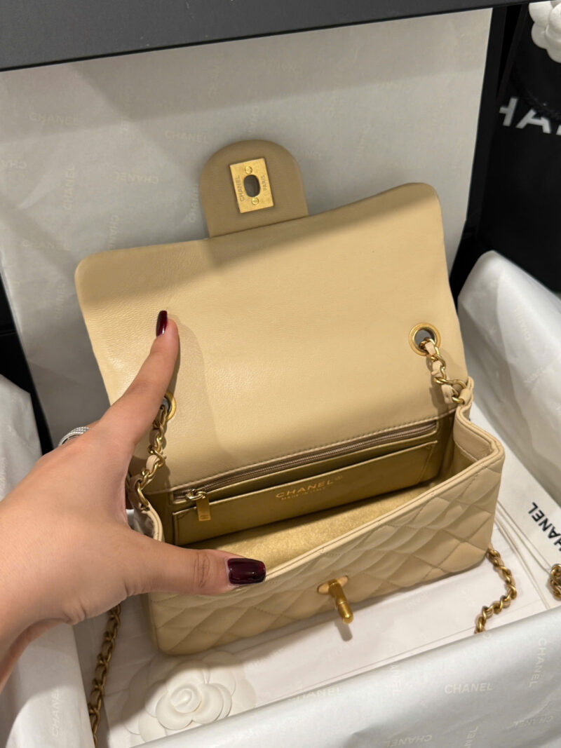 Chanel Classic Bell Bag 11 Handbags Beige Leather Lock Gold 20cm