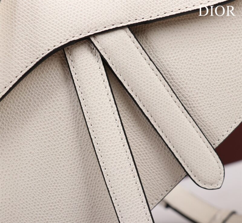 Dior Saddle 11 Handbags White Color With Lock Yellow Gold 25x20x6.5cm
