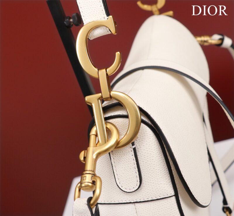 Dior Saddle 11 Handbags White Color With Lock Yellow Gold 25x20x6.5cm