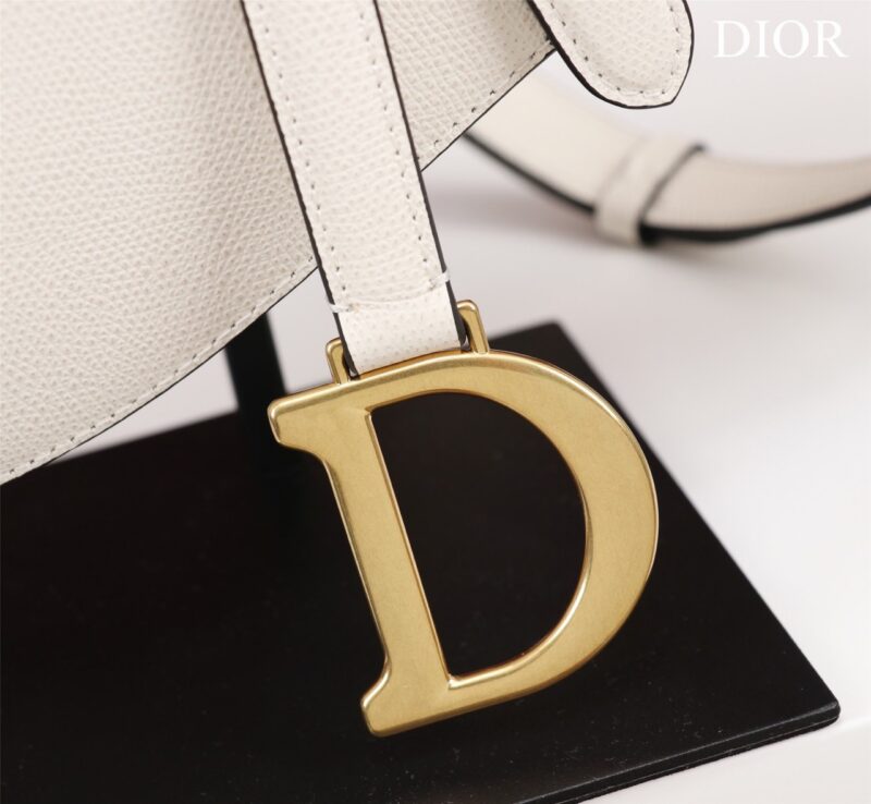 Dior Saddle 11 Handbags White Color With Lock Yellow Gold 25x20x6.5cm