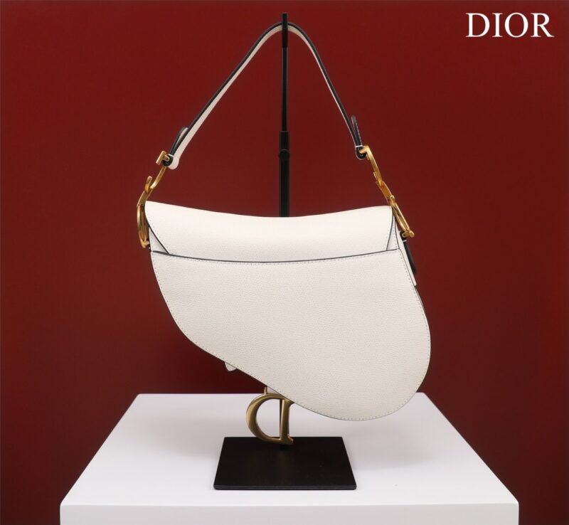 Dior Saddle 11 Handbags White Color With Lock Yellow Gold 25x20x6.5cm