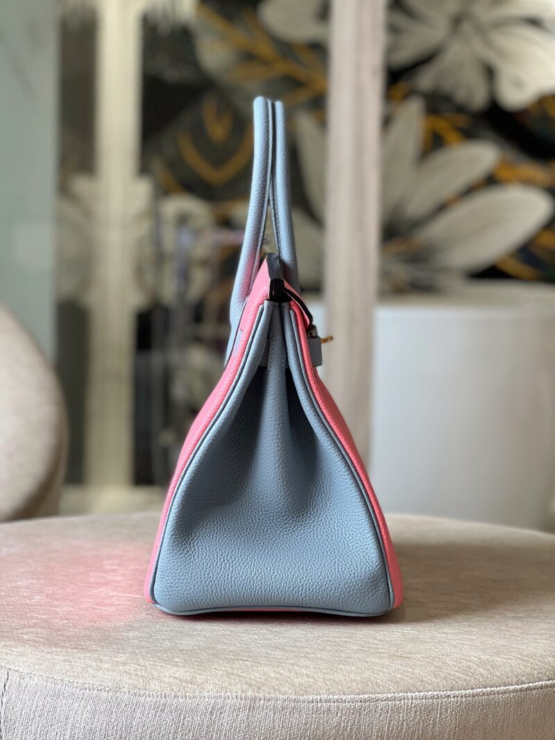 Hermes Birkin 30 Liam Blue/ Rose Pink Togo Leather Gold Hardware