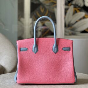 Hermes Birkin 30 Liam Blue/ Rose Pink Togo Leather Gold Hardware