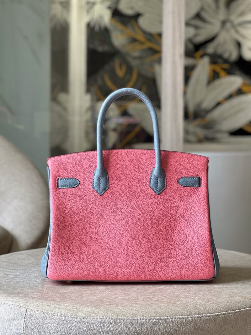 Hermes Birkin 30 Liam Blue/ Rose Pink Togo Leather Gold Hardware