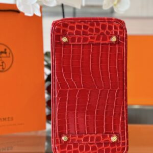 Hermes Birkin 30 Red/Liam Blue Genuine Crocodile Leather Gold Hardware. – Custom Made