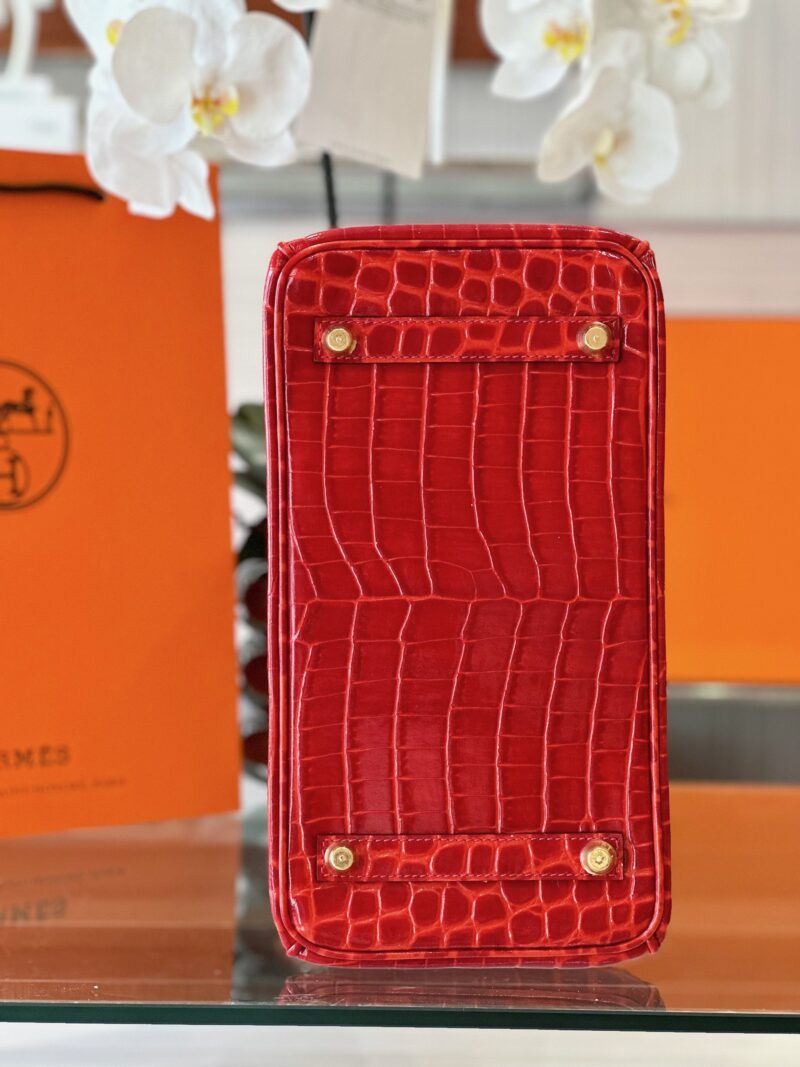 Hermes Birkin 30 Red/Liam Blue Genuine Crocodile Leather Gold Hardware. – Custom Made