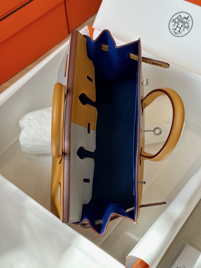 Hermes Birkin 25 Gray/Brown Epsom leather Palladium Hardware